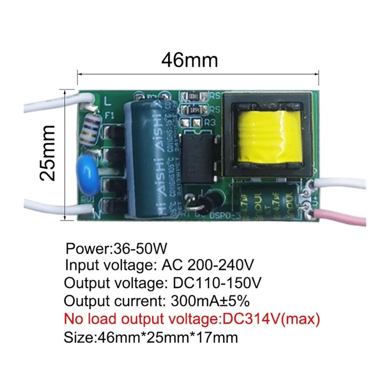 300mA ثابت التيار LED سائق 36 50W DC 24 160V إمداد الطاقة حماية من التحميل الزائد - Image 4